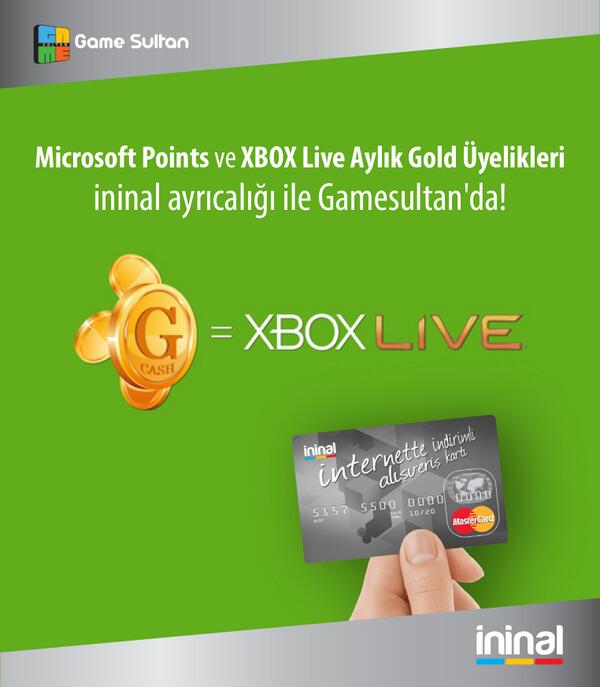 Ininal Microsoft Points Ve Xbox Live Gold Uyelikleri Ininal Kart Ayricaliklari Ile Gamesultan Da Http T Co Ppwmqdtkn8 Http T Co Yrxp5v9ylr