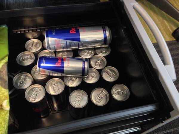 siliconghost's tweet image. Proper use of a filing cabinet. Getting ready for #hackvt or just another work week? @redbull