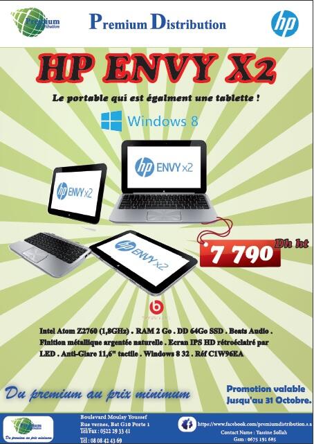 PremiumDistribu's tweet photo. Cher Partenaire, Nous avons le plaisir de vous présenter notre promotion  HP ENVY X2. 
Commandez dès aujourd’hui http://t.co/qB1lYma0XM