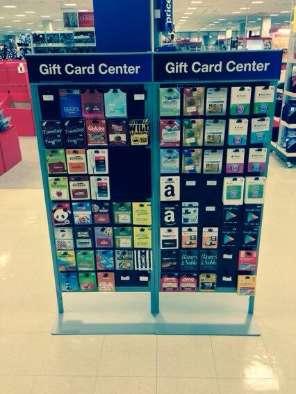 a display of gift cards