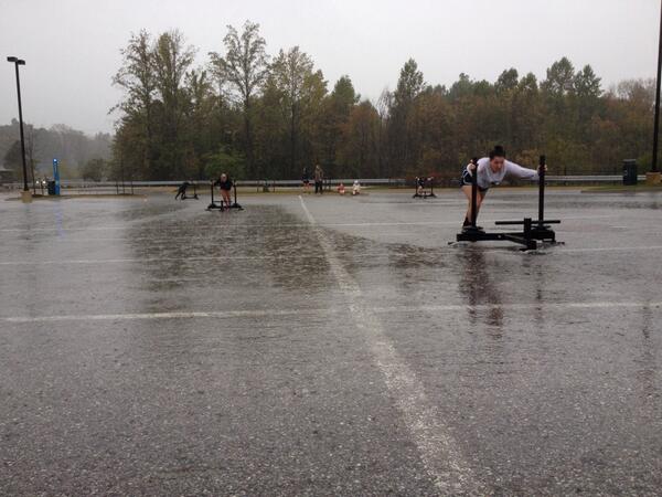 Ladies on their conditioning test this AM in the rain! <a href="/StevensonHockey/">Stevenson Women’s Ice Hockey</a>
