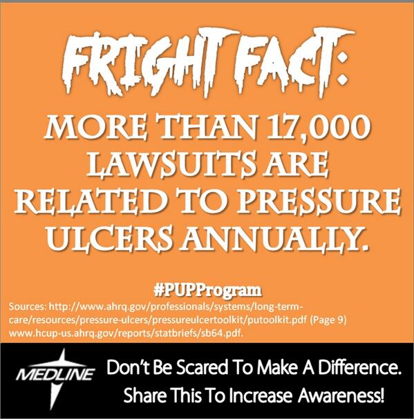 MedlineU's tweet image. Fright Fact: More than 17,000 lawsuits are related to #pressureulcers annually  buff.ly/GU8mTZ #PUPProgram