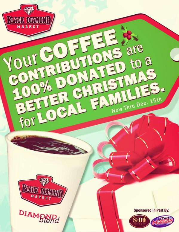 TeamModern's tweet photo. Supporting Black Diamond as they donate ALL coffee sales now thru the end of the year to local families!! http://t.co/eL8Km0IYgf