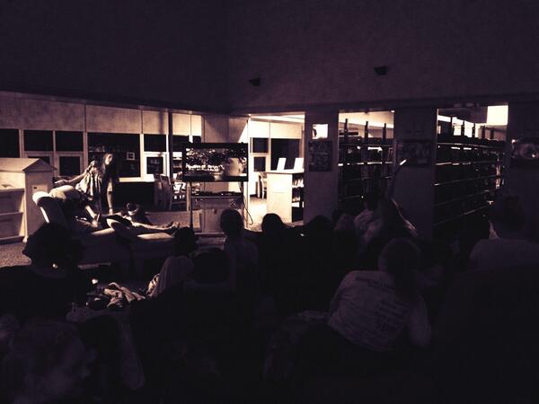 OSWeekends's tweet image. Hokus Pokus in the library. 9th grade is ready for #Halloween #sleepin