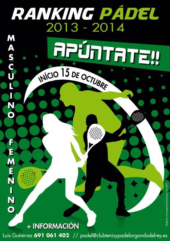Abierto el plazo de inscripcion para el ranking de padel 2013\14