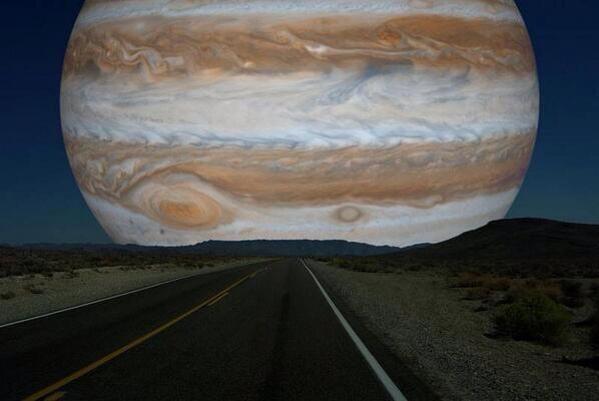 Ever wonder what Jupiter would look like if it was as close to Earth as the Moon?