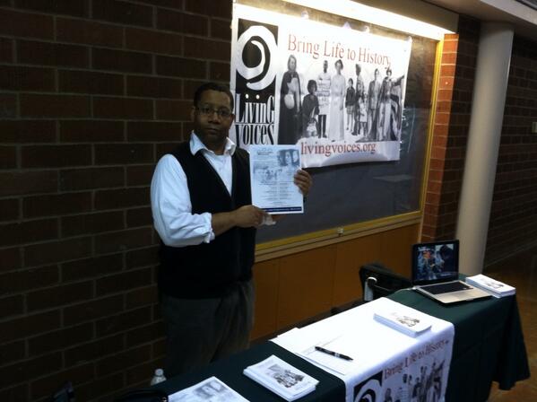LivingVoices's tweet image. Bob Williams manning the table at the WSCSS conference in Edmonds.  Stop by, say hi! #WSCSS