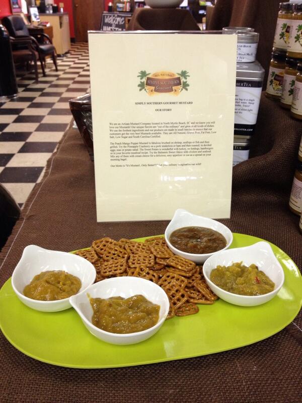 SCMarketspace's tweet image. We're here @cromerspnuts until 2, sampling Simply Southern Gourmet Mustards made in North Myrtle Beach!