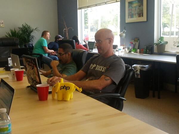 SoFloPHP's tweet image. Hacking with Sonny! #soflophp #hackathon