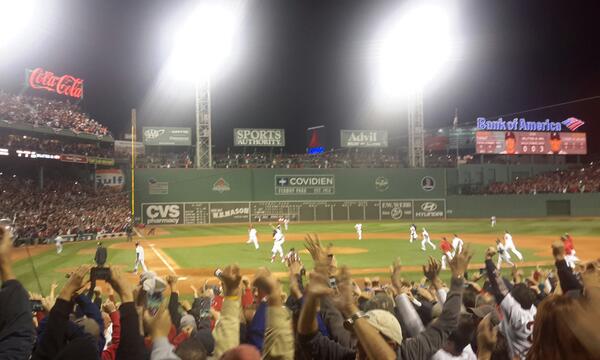 MLB's tweet photo. This is what Fenway looked like at exactly 12:03am ET: http://t.co/EMrb26SOoX