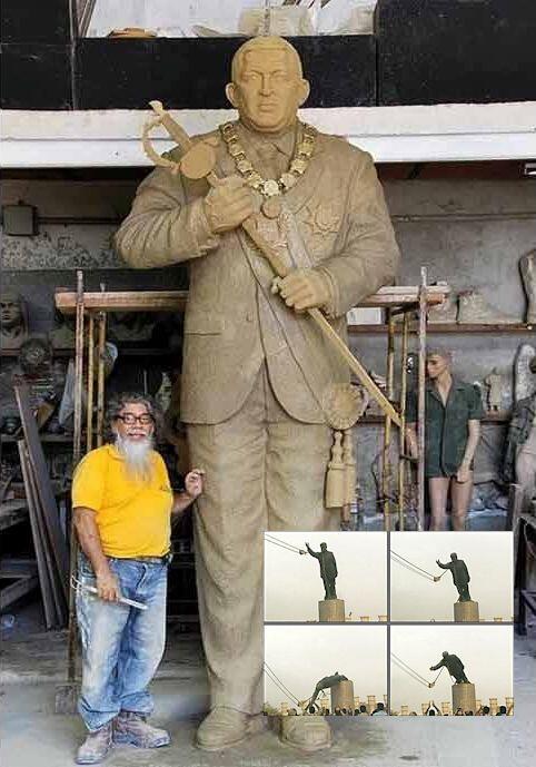 Le están hacienda estatua a Chavez...Terminará como la de Sadam Husein