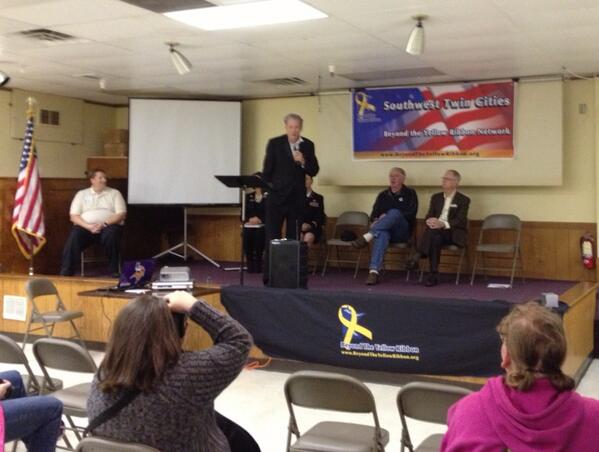 Mayor Jim Hovland speaking today at recognition event for SW Twin Cities Beyond The Yellow Ribbon Network.