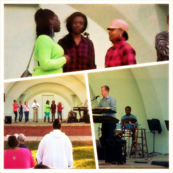 NoteThePeople's tweet photo. Mumbi and Aaron at Bandshell Park performing with GSI. http://t.co/hED8lb2cb8