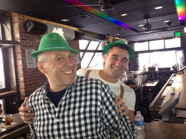 Evan and Todd... Pouring German Beers! #beer #octoberfest #gay