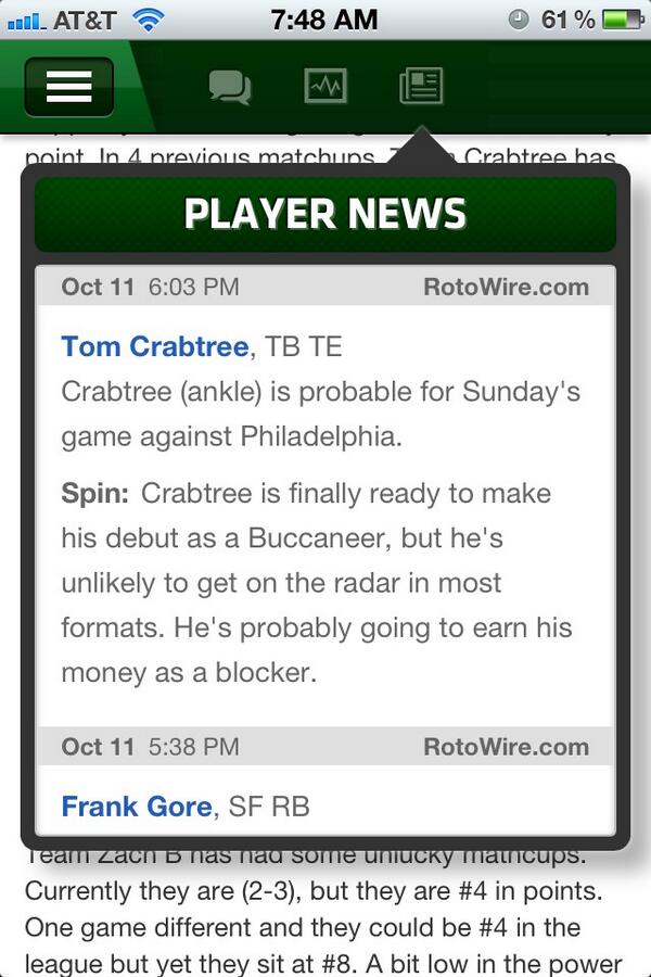 irbe41's tweet image. ESPN can suck a fart. I&apos;m STARTING him. 
Good luck buddy @itsCrab 
#57points