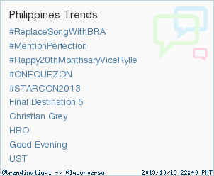 trendinaliaPI's tweet photo. Trend Alert: #STARCON2013. More trends at http://t.co/PzuiyCrFbO #trndnl http://t.co/CCzn72UL9d