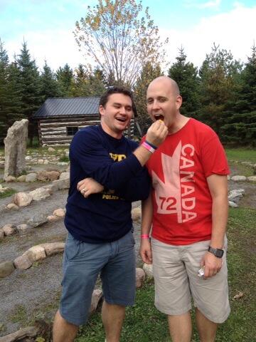 Matt feeding Phil paintballs...?