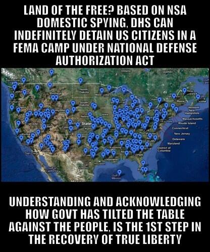 AA2ANJ's tweet photo. SO YOU STILL THINK YOU LIVE IN THE LAND OF THE FREE? NSA, DHS, FEMA, DOJ, NDAA et all = PEOPLE CONTROL #PJNET http://t.co/eNkcpKC7FQ