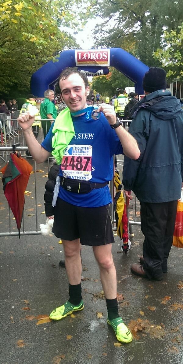 Nozza2010's tweet image. I did my first full marathon today in Leicester, I'm very happy with my time of 4hours and 6mins from my watch :-)
