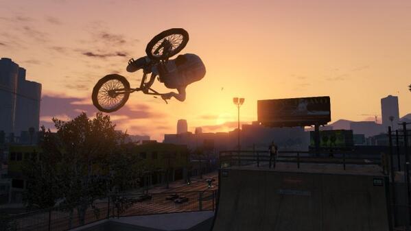 Meaty_x's tweet image. @RockstarGames Long day of car chases, gunfights, and robberies ending with an evening at the halfpipe. #GTAOnline