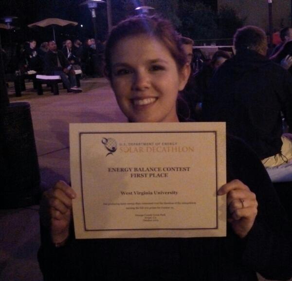 WVUSolarHouse's tweet photo. First place in energy balance!! http://t.co/9xofeN4Fyq