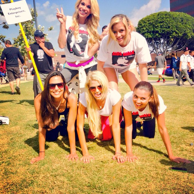 Playmate pyramid! Threw in a little Cybergirl too? #AIDSWalkLA  @RPomplun @DaniMathers @TheMissKristen