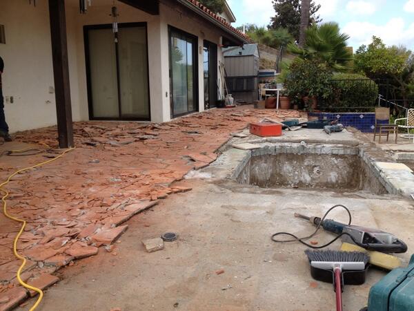 customtile's tweet image. Tile tare out, preping exterior floor for natural stone tiles installation