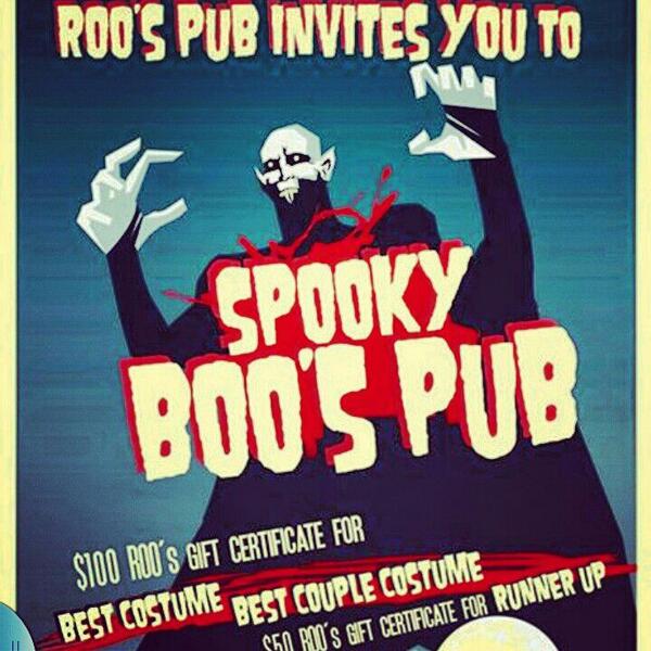 TheRoosPub's tweet photo. Come down to @theroospub sat October 26th for our Halloween costume party. Best costume, best couple prizes, live dj http://t.co/DDcz3JOHuT
