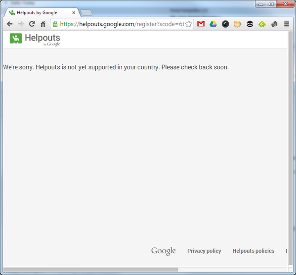Ederveen's tweet image. Ah, jammer: wél een activatiecode gekregen maar nog niet beschikbaar in NL... #Google #Helpouts