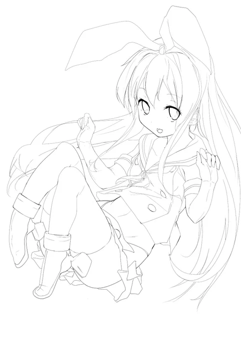 久しぶりにちゃんと絵が描けた気がする、線画までだけど… 