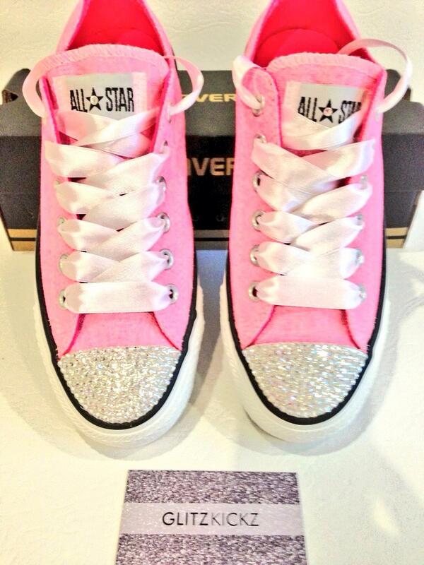 GlitzKickz's tweet photo. Cancelled order- 1 pair of size 4 neon pink low converse. Ready to go with white ribbons. Can be personalised £55 😍 http://t.co/DFdECZe8kT