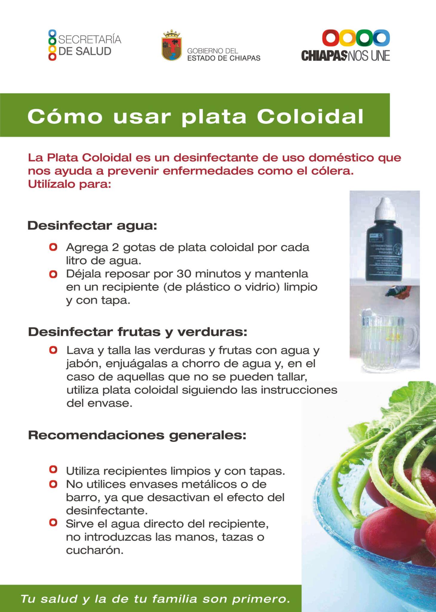 Salud Chiapas Oficial on X: La Plata Coloidal es un desinfectante que  ayuda a prevenir enfermedades diarreicas #MedidasContraelCólera #Chiapas   / X