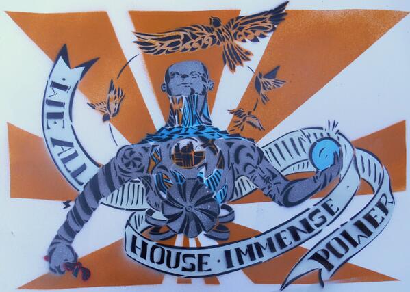 morstencilart's tweet photo. Rest peacefully friend, memorial "powerhouse" 4 layer stencil http://t.co/91vtUTlPQp