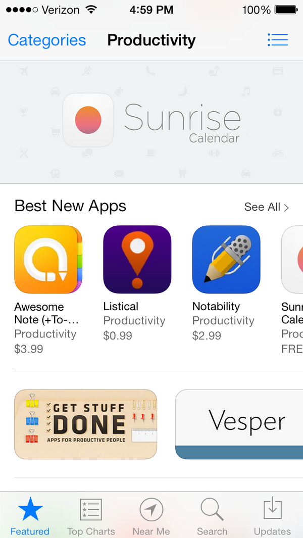 ListicalApp's tweet image. Little love in the “Best New Apps” section of the @AppStore Productivity category!