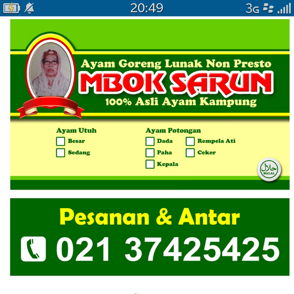 barondebusi's tweet photo. @Busurmoto DiBuka Ayam tulang lunak nonpresto Mbok Sarun Jl Alternative cibubur samping Hanamasa cibubur Jakarta http://t.co/AzbzM2yWsE