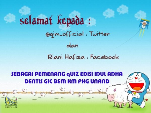 Dentis_GIC's tweet photo. Selamat kami ucapkan kepada @qim_official : Pemenang Quiz Edisi Idul Adha kali ini. Pemenang harap DM-an ke mimin -c- http://t.co/OURmuBHDQ5