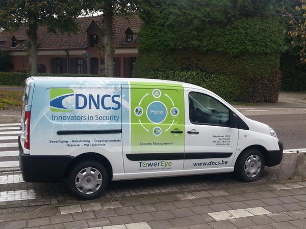 ForeSecurity's tweet photo. Belgian Fore!-dealer DNCS celebrates first two projects with commercial print on all company-vans... http://t.co/yEJXn0vicT
