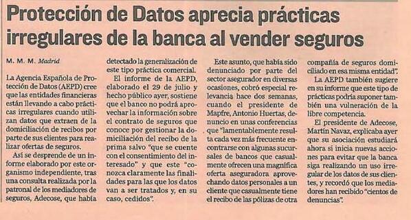 "<a href="/FinsaSeguros/">Finsa Seguros</a>: ¿Libre competencia? Un ejemplo más de las malas prácticas de la banca en la venta de #seguros. "