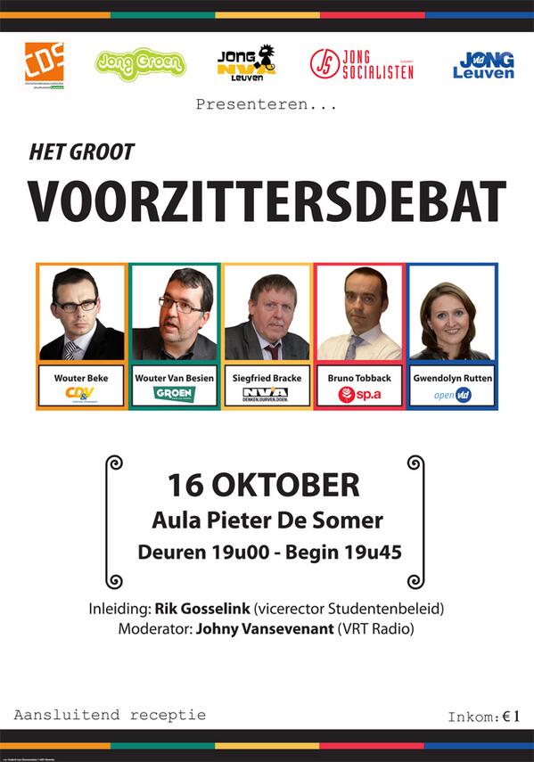 Freleys's tweet image. Morgen het Groot Voorzittersdebat  #GVdebat in de PDS (Leuven) kijk er naar uit! en @vrtderedactie blijkbaar ook ;)