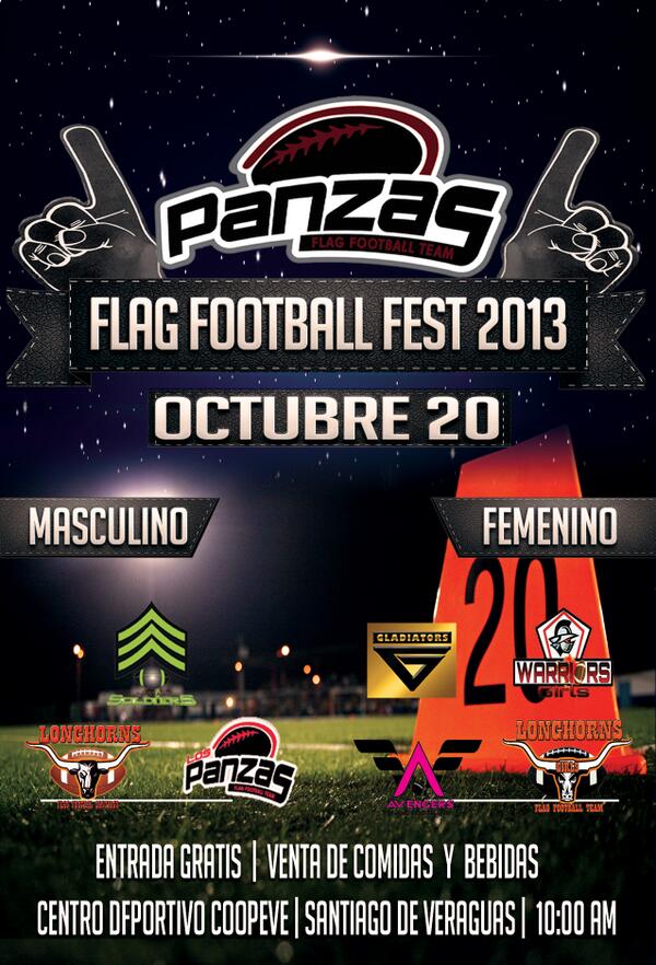 Este Domingo 20 de Octubre Flag Football Fest 2013 en el Centro Deportivo Coopeve, Desde las 10:00 AM