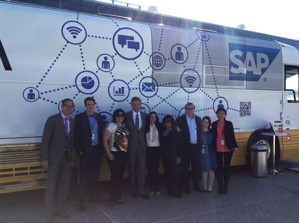 BillRMcDermott's tweet photo. Great TEAM & love the #SAPTour bus! The unrivaled platform to capture #BigData value is SAP HANA. http://t.co/tQQqczTRu4