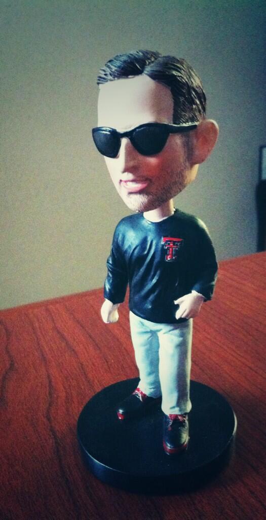 TechAthletics's tweet photo. Look what came in today! RETWEET for your chance to be the VERY FIRST PERSON to own a Kliff Kingsbury bobble head! http://t.co/ap1GGGlSnJ