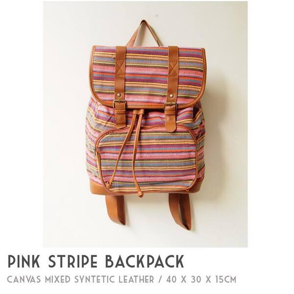 BEST SELLER Backpack in Pink Stripes! Buat kamu yg lagi cari tas ransel, nah boleh nih lihat2 koleksi kita bulan ini