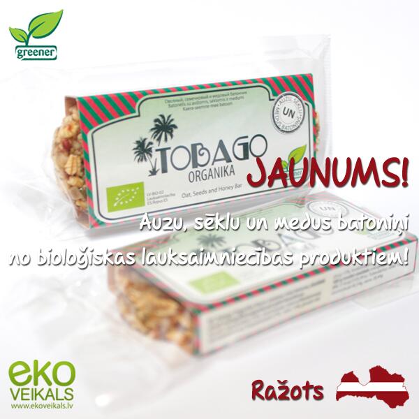 Jaunums! Izmēģini Latvijā ražotu Tobago Organika batoniņu!