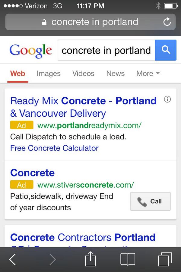 ReadyMixConc's tweet image. #adwords running in the #greater #portland #metro for keywords associated with Ready Mix Concrete