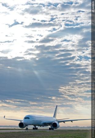 Airbus's tweet photo. To celebrate the 1st flight of our second #A350 XWB, we are giving away 10 #A350 XWB mugs! RT for a chance to win http://t.co/04O422VNno