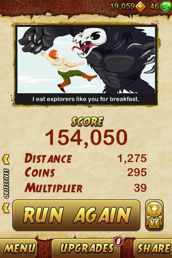 MJSALAM786's tweet image. I got 15405000 points while escaping from a Giant Demon Monkey. Beat that! bit.ly/TempleRun2iOS