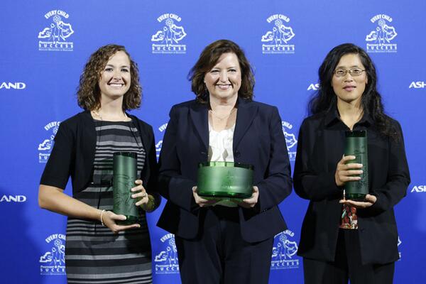 Joanna Howerton Stevens, '14 HS ToY, Holly Bloodworth, '14 #KTOY &amp; '14 Elem ToY and Melanie Trowel '14 Middle ToY.