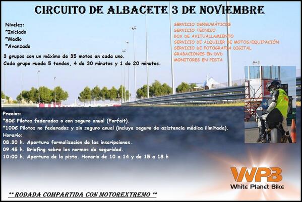 WhitePlanetBike's tweet photo. 3 de noviembre, circuito de albacete!!!!
¿ Quien se anima ? http://t.co/Sw7RrS5ajU