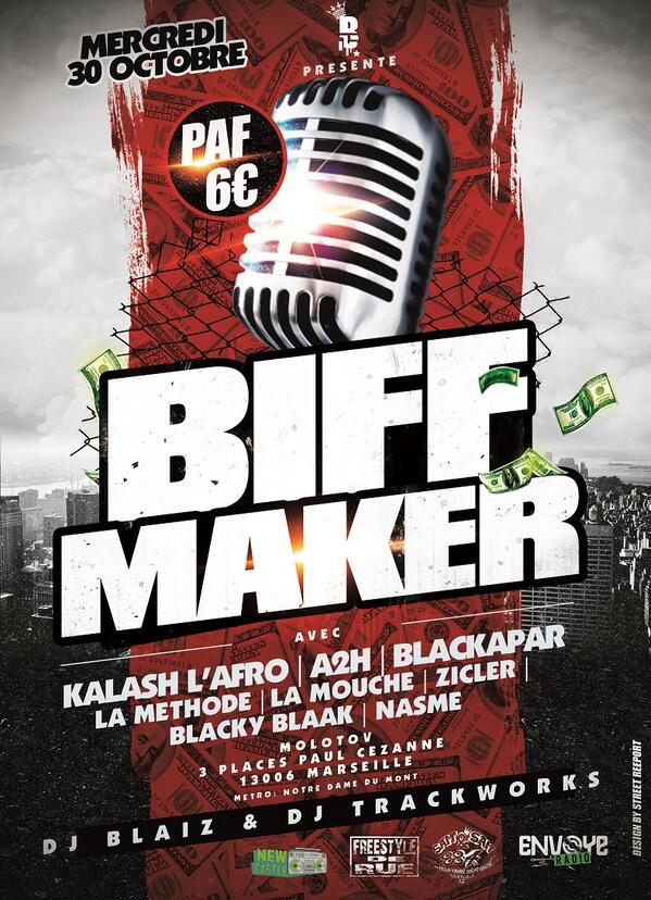 newcastlelabel's tweet photo. Concert #Biffmaker le 30 Octobre à 21H au #Molotov à #Marseille avec @__A2H__ @BlackyBlaak @LaMouchebzzz @Kmeleon99 http://t.co/gjd6kTBDOG
